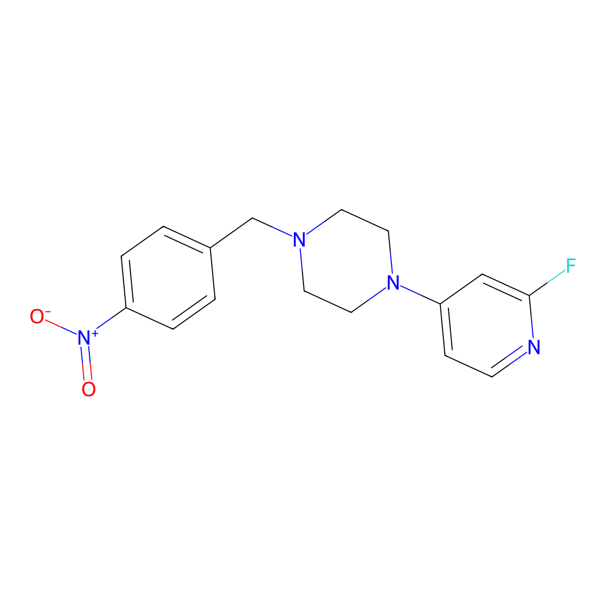 1-(2-Fluoropyridin-4-yl)-4-[(4-nitrophenyl)methyl]piperazine molecular structure, CAS 3054437-10-1