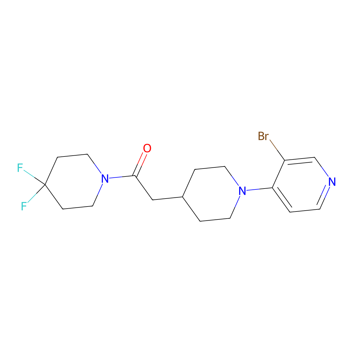 2-[1-(3-Bromopyridin-4-yl)piperidin-4-yl]-1-(4,4-difluoropiperidin-1-yl)ethan-1-one molecular structure, CAS 3054437-19-0
