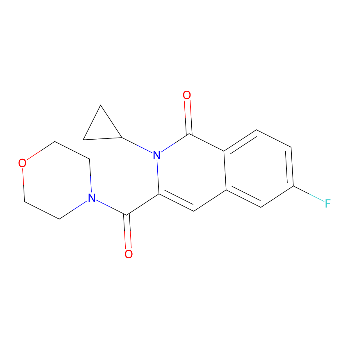 2-Cyclopropyl-6-fluoro-3-(morpholine-4-carbonyl)-1,2-dihydroisoquinolin-1-one molecular structure, CAS 3054437-27-0