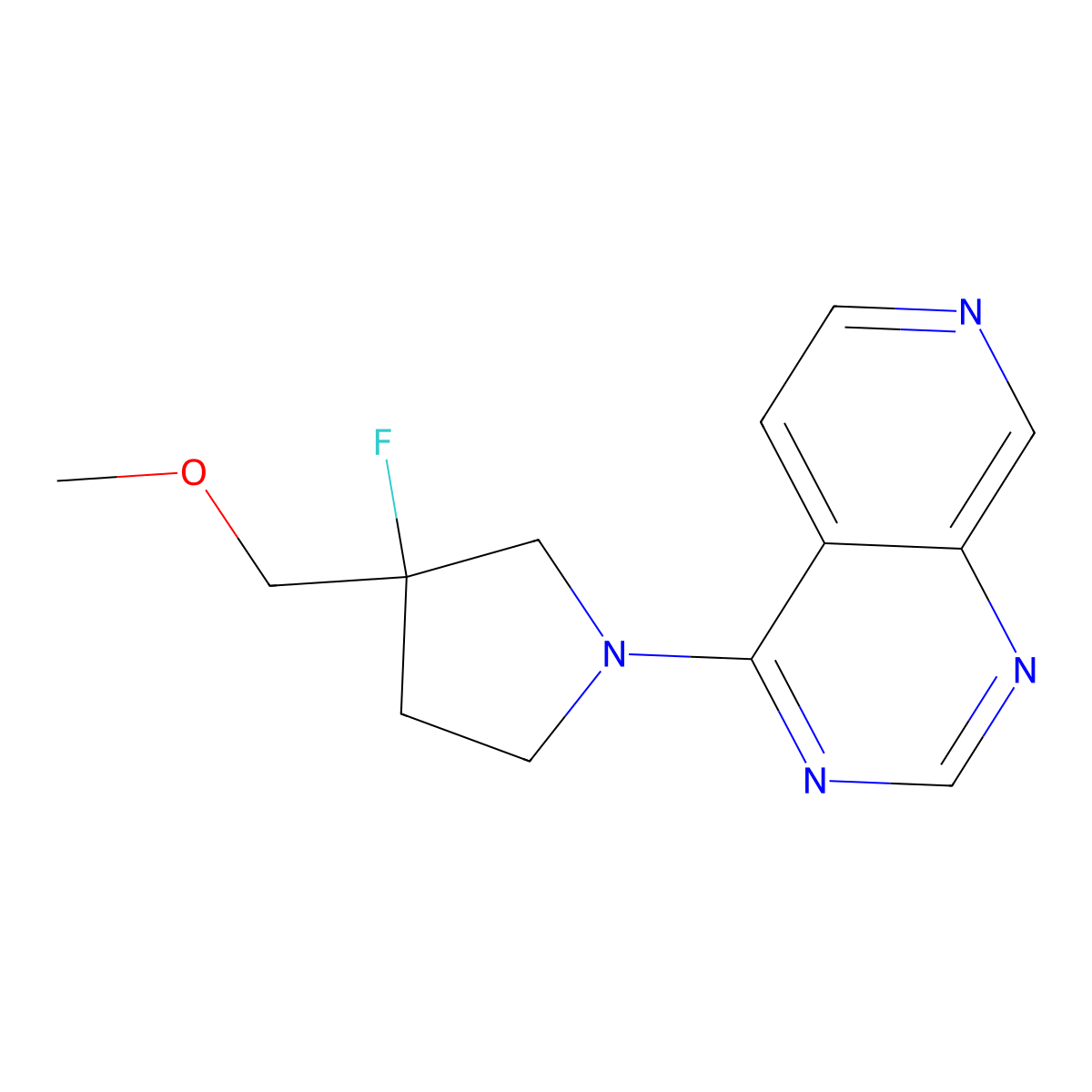 3-Fluoro-3-(methoxymethyl)-1-{pyrido[3,4-d]pyrimidin-4-yl}pyrrolidine molecular structure, CAS 3054437-31-6