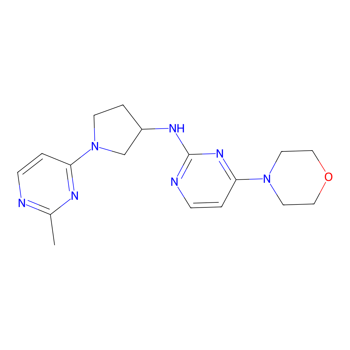 N-[1-(2-methylpyrimidin-4-yl)pyrrolidin-3-yl]-4-(morpholin-4-yl)pyrimidin-2-amine molecular structure, CAS 3054437-37-2