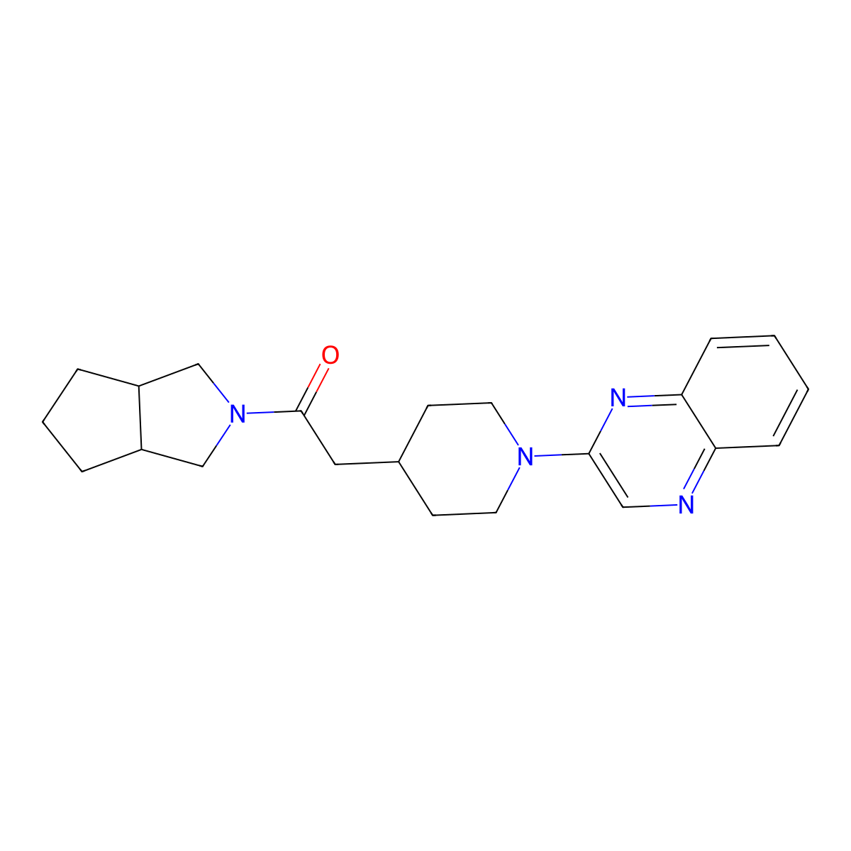 1-{Octahydrocyclopenta[c]pyrrol-2-yl}-2-[1-(quinoxalin-2-yl)piperidin-4-yl]ethan-1-one molecular structure, CAS 3054437-40-7