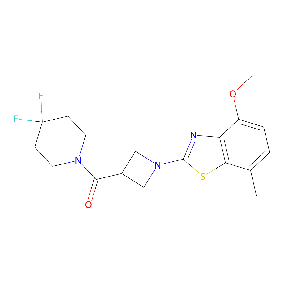 2-[3-(4,4-Difluoropiperidine-1-carbonyl)azetidin-1-yl]-4-methoxy-7-methyl-1,3-benzothiazole molecular structure, CAS 3054437-54-3