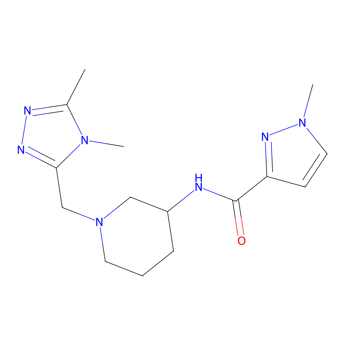 N-{1-[(4,5-dimethyl-4H-1,2,4-triazol-3-yl)methyl]piperidin-3-yl}-1-methyl-1H-pyrazole-3-carboxamide molecular structure, CAS 3054437-55-4