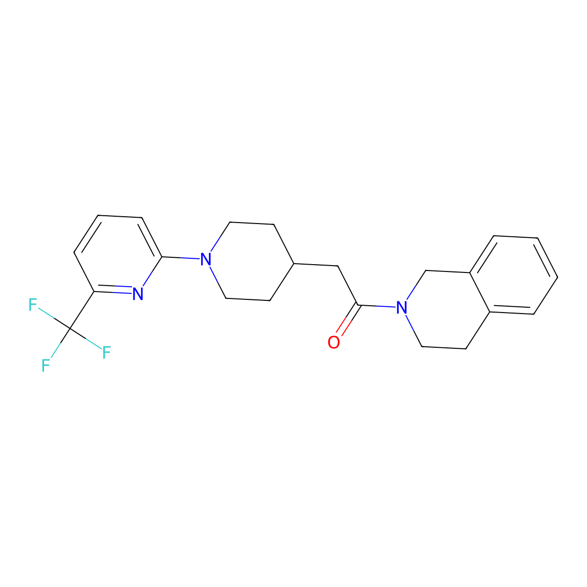 1-(1,2,3,4-Tetrahydroisoquinolin-2-yl)-2-{1-[6-(trifluoromethyl)pyridin-2-yl]piperidin-4-yl}ethan-1-one molecular structure, CAS 3054437-67-8