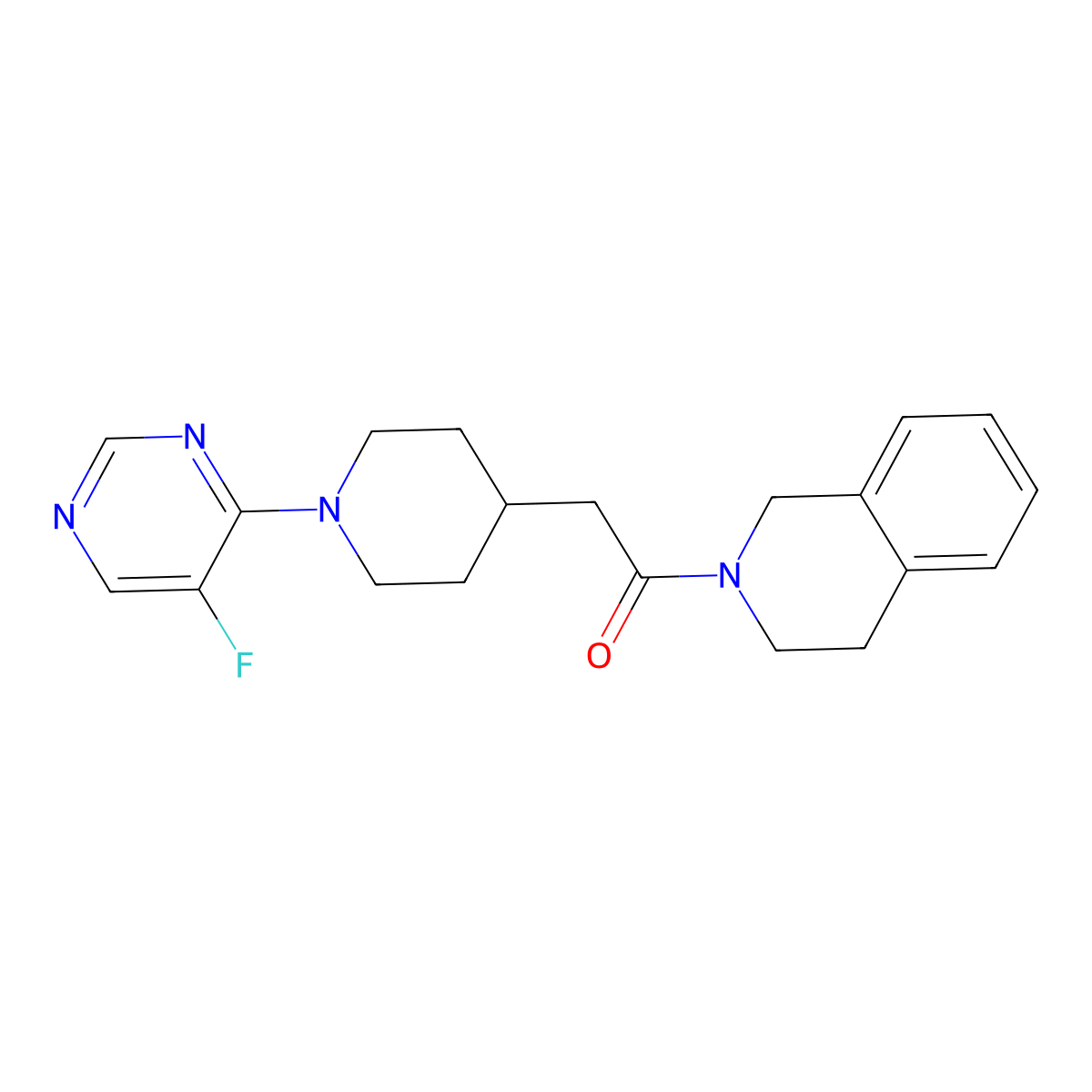 2-[1-(5-Fluoropyrimidin-4-yl)piperidin-4-yl]-1-(1,2,3,4-tetrahydroisoquinolin-2-yl)ethan-1-one molecular structure, CAS 3054437-76-9