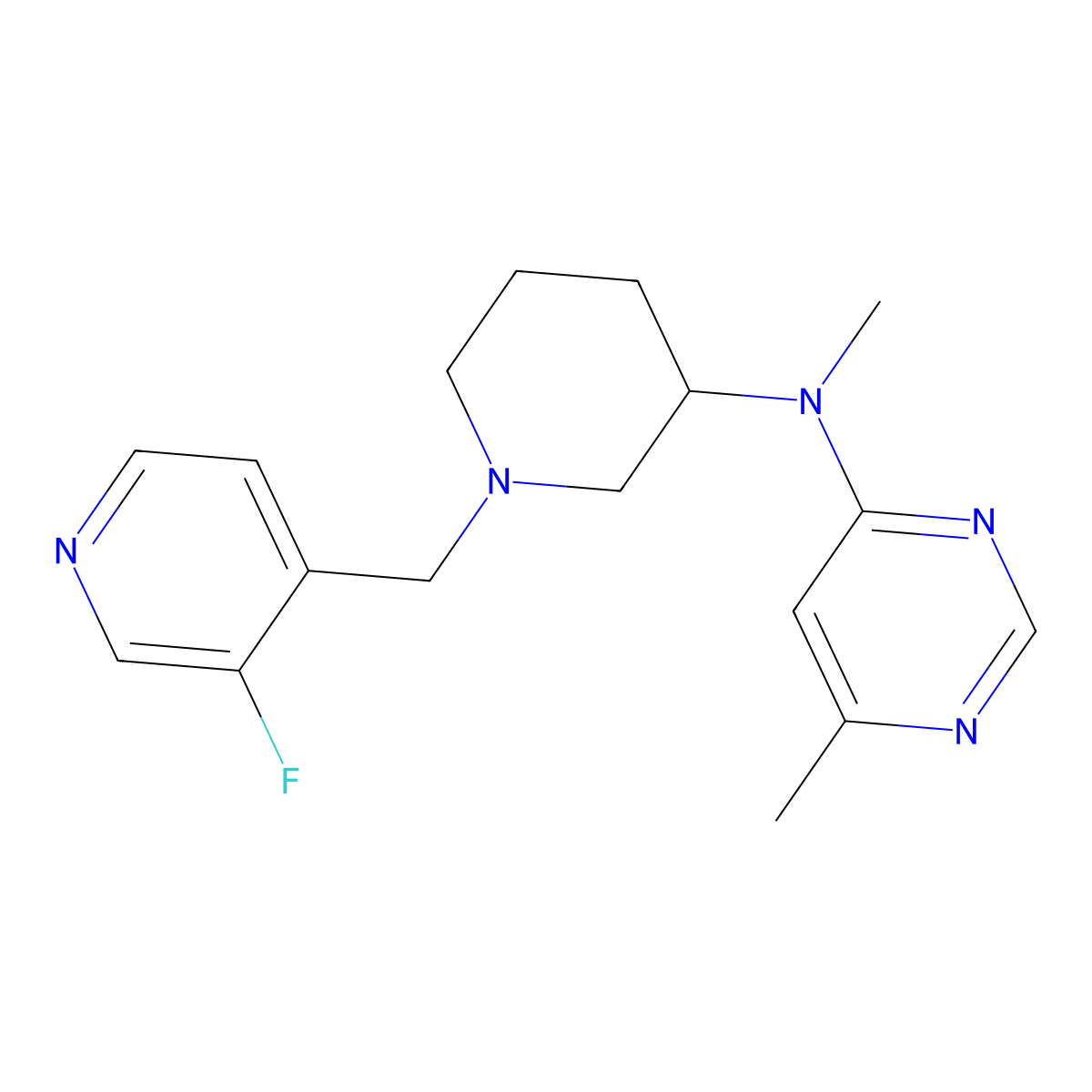 N-{1-[(3-fluoropyridin-4-yl)methyl]piperidin-3-yl}-N,6-dimethylpyrimidin-4-amine molecular structure, CAS 3054437-78-1