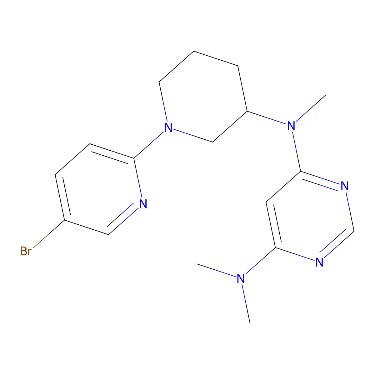 N4-[1-(5-bromopyridin-2-yl)piperidin-3-yl]-N4,N6,N6-trimethylpyrimidine-4,6-diamine molecular structure, CAS 3054437-81-6