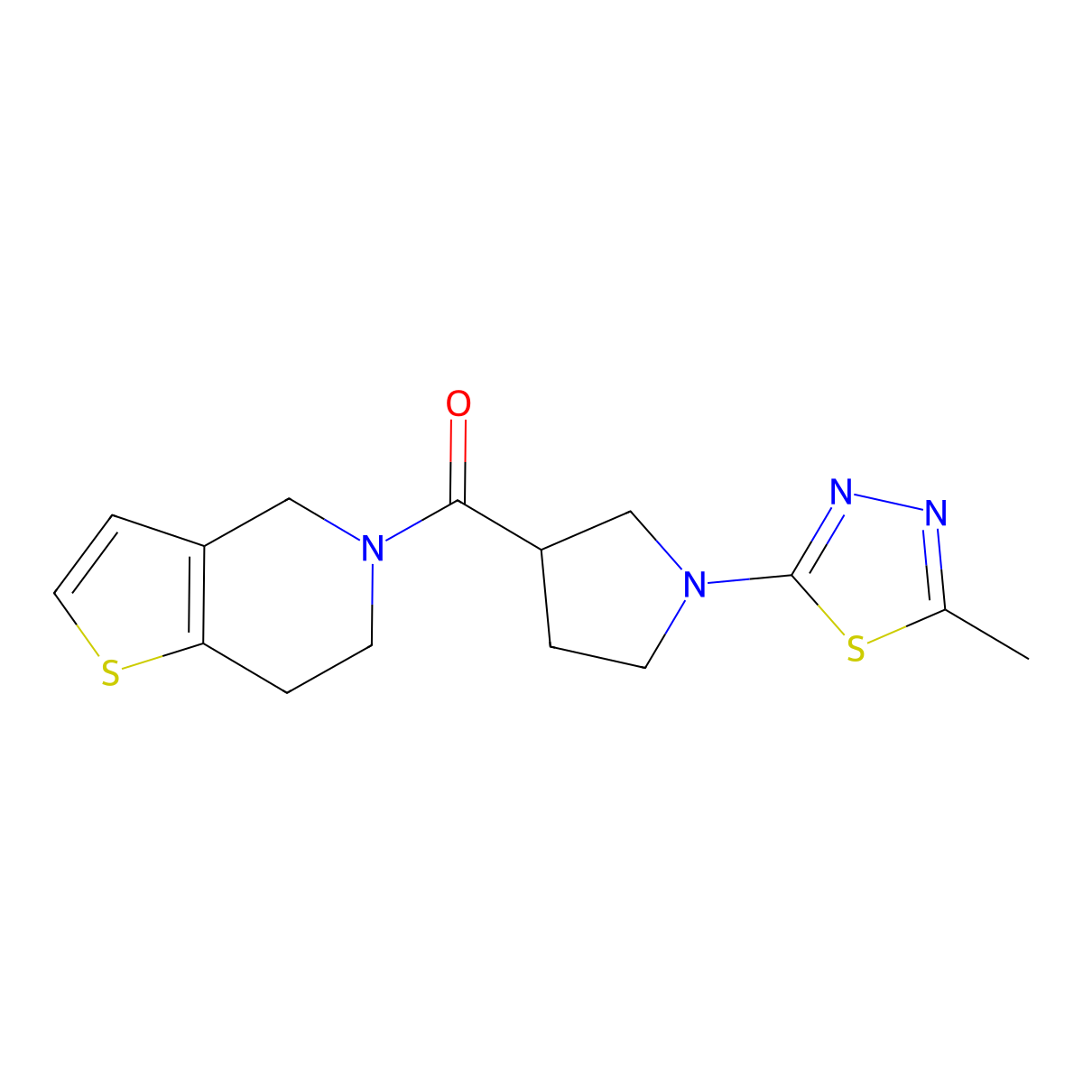 2-methyl-5-(3-{4H,5H,6H,7H-thieno[3,2-c]pyridine-5-carbonyl}pyrrolidin-1-yl)-1,3,4-thiadiazole molecular structure, CAS 3054437-83-8