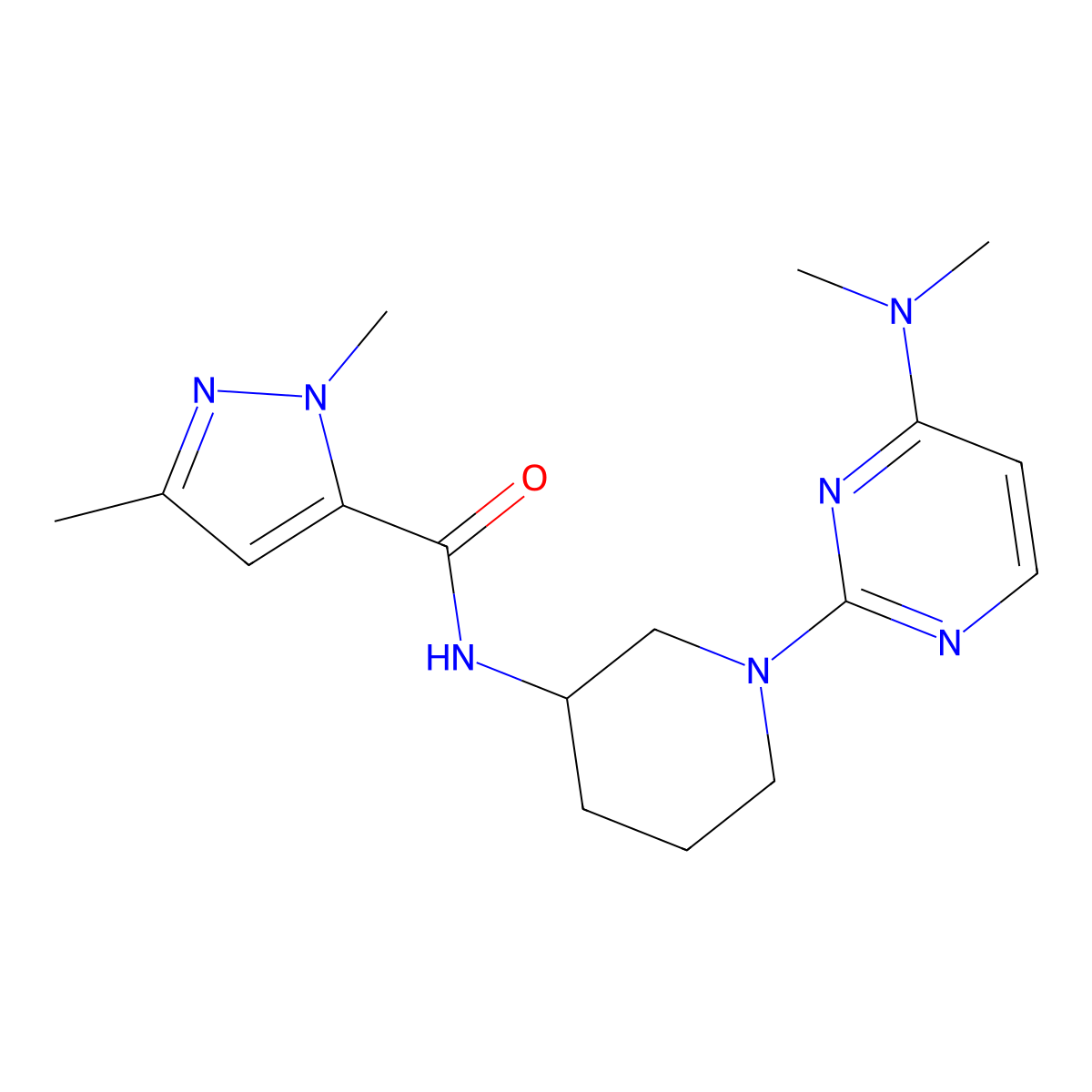 N-{1-[4-(dimethylamino)pyrimidin-2-yl]piperidin-3-yl}-1,3-dimethyl-1H-pyrazole-5-carboxamide molecular structure, CAS 3054437-85-0