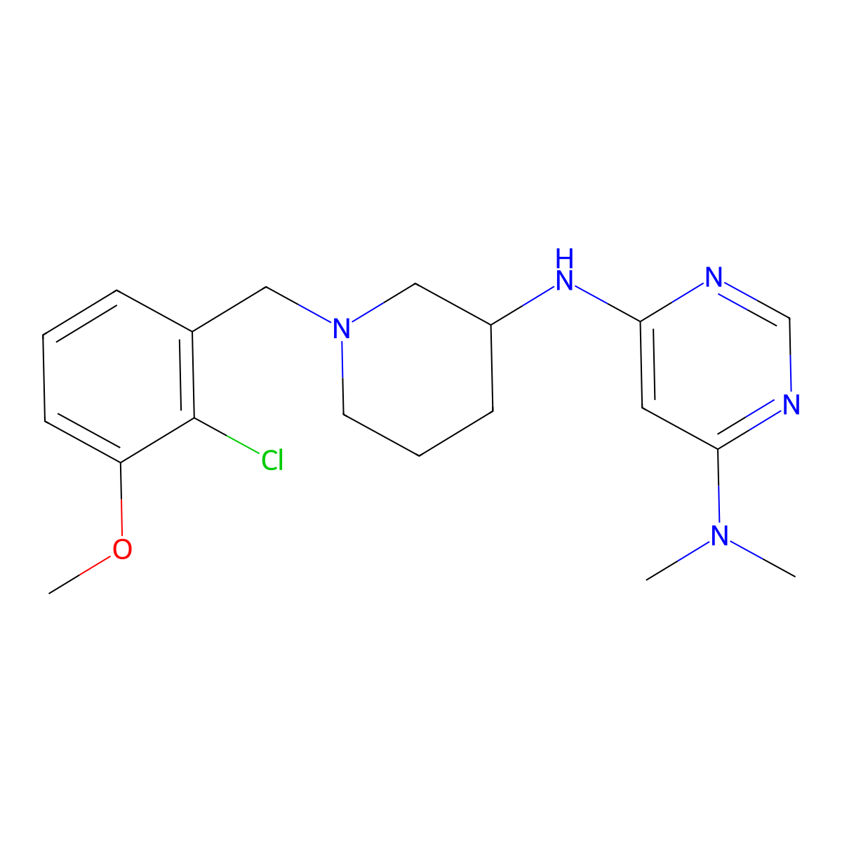 N6-{1-[(2-chloro-3-methoxyphenyl)methyl]piperidin-3-yl}-N4,N4-dimethylpyrimidine-4,6-diamine molecular structure, CAS 3054437-92-9