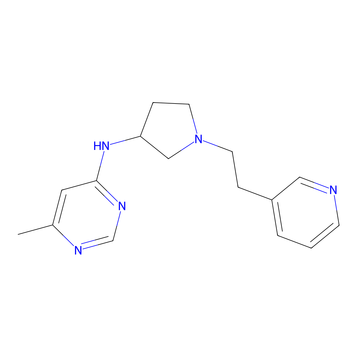 6-methyl-N-{1-[2-(pyridin-3-yl)ethyl]pyrrolidin-3-yl}pyrimidin-4-amine molecular structure, CAS 3054437-97-4