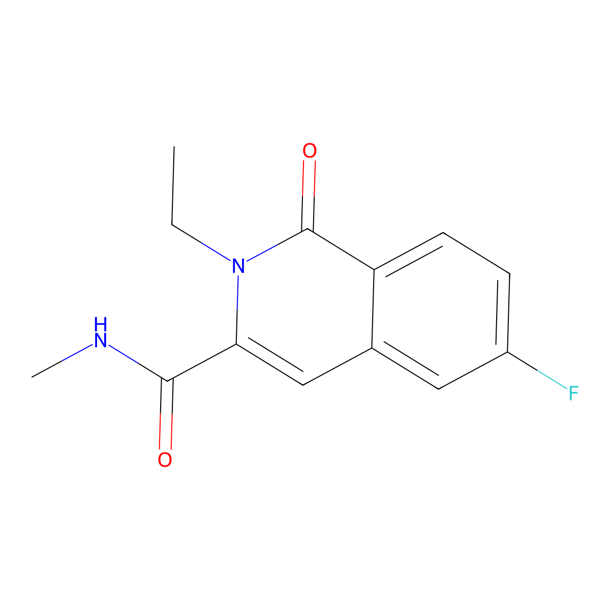 2-ethyl-6-fluoro-N-methyl-1-oxo-1,2-dihydroisoquinoline-3-carboxamide molecular structure, CAS 3054437-98-5