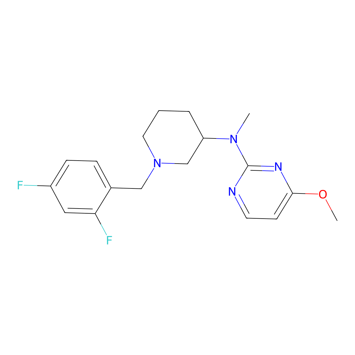 N-{1-[(2,4-difluorophenyl)methyl]piperidin-3-yl}-4-methoxy-N-methylpyrimidin-2-amine molecular structure, CAS 3054438-02-4