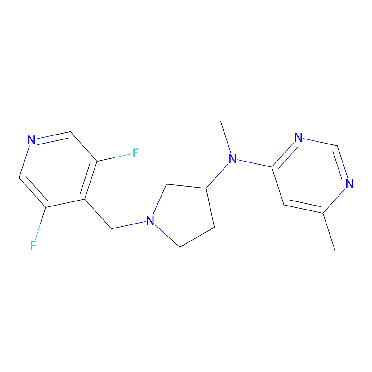 N-[1-[(3,5-difluoro-4-pyridinyl)methyl]pyrrolidin-3-yl]-N,6-dimethylpyrimidin-4-amine molecular structure, CAS 3054438-04-6