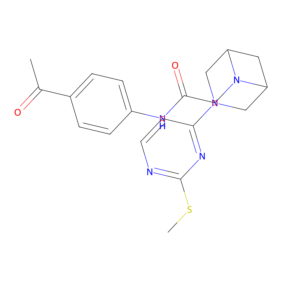 N-(4-acetylphenyl)-2-{3-[2-(methylsulfanyl)pyrimidin-4-yl]-3,6-diazabicyclo[3.1.1]heptan-6-yl}acetamide molecular structure, CAS 3054438-10-4