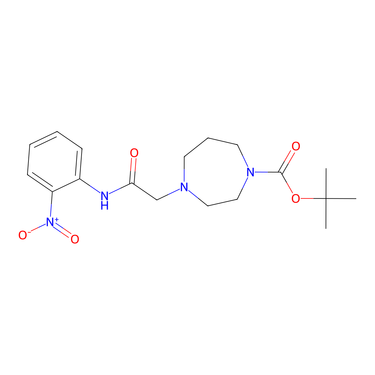 Tert-butyl 4-{[(2-nitrophenyl)carbamoyl]methyl}-1,4-diazepane-1-carboxylate molecular structure, CAS 3054438-12-6