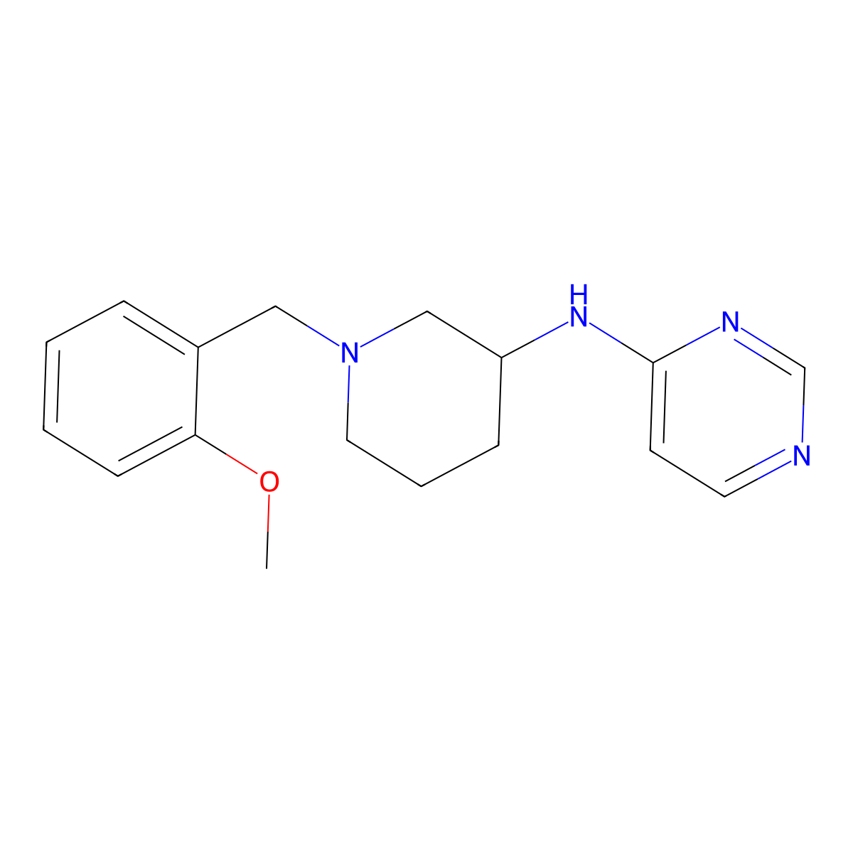 N-{1-[(2-methoxyphenyl)methyl]piperidin-3-yl}pyrimidin-4-amine molecular structure, CAS 3054438-13-7