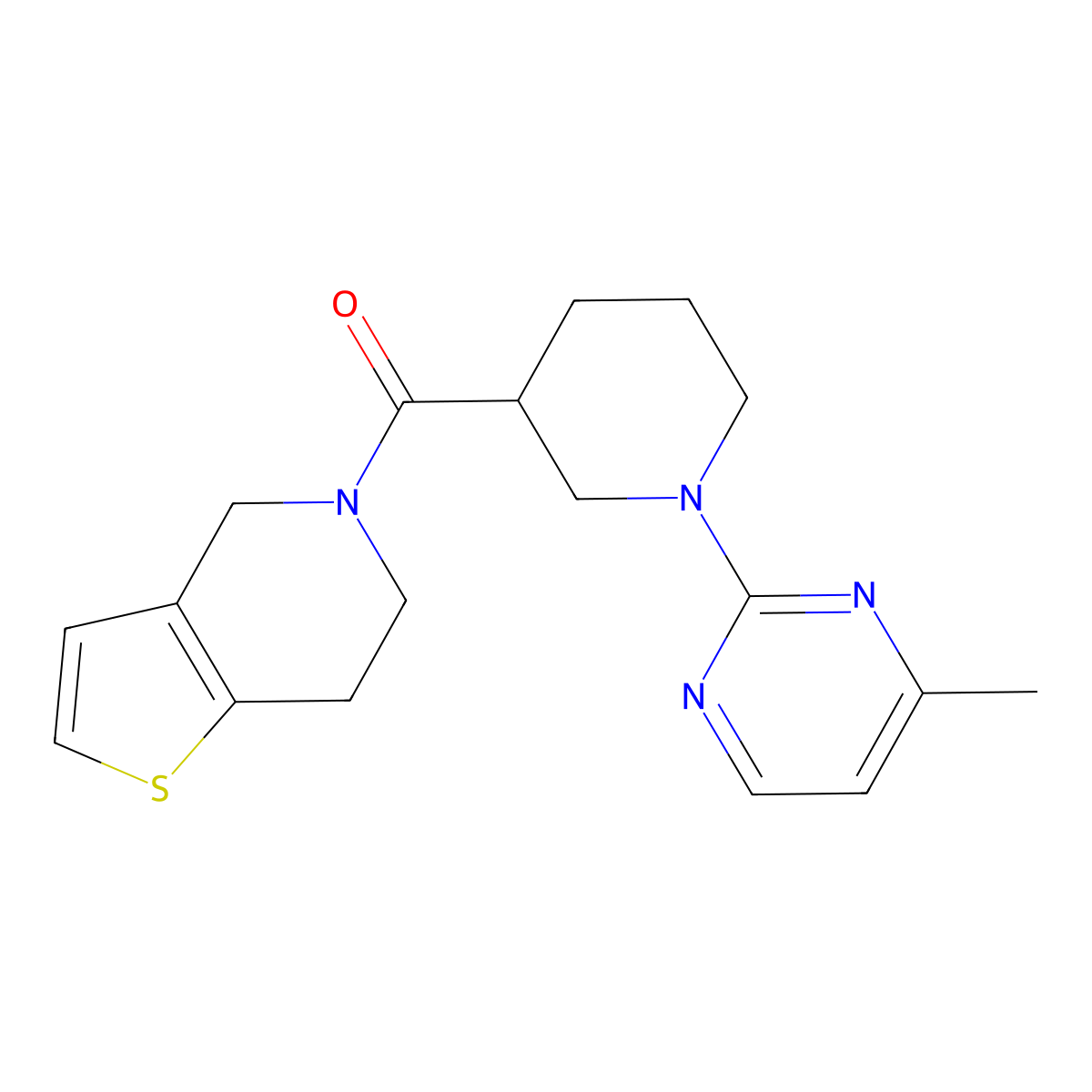 4-methyl-2-(3-{4H,5H,6H,7H-thieno[3,2-c]pyridine-5-carbonyl}piperidin-1-yl)pyrimidine molecular structure, CAS 3054438-14-8