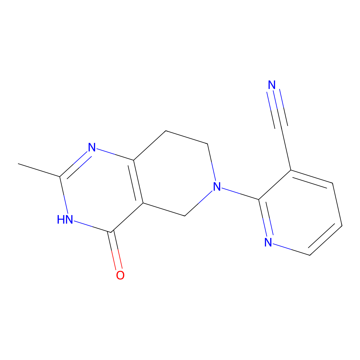 2-{2-methyl-4-oxo-3H,4H,5H,6H,7H,8H-pyrido[4,3-d]pyrimidin-6-yl}pyridine-3-carbonitrile molecular structure, CAS 3054438-16-0