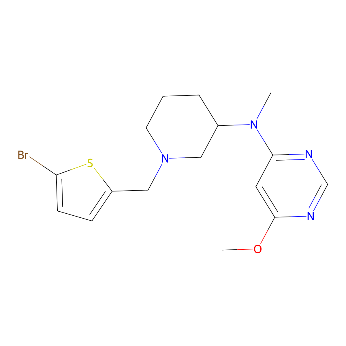 N-{1-[(5-bromothiophen-2-yl)methyl]piperidin-3-yl}-6-methoxy-N-methylpyrimidin-4-amine molecular structure, CAS 3054438-18-2