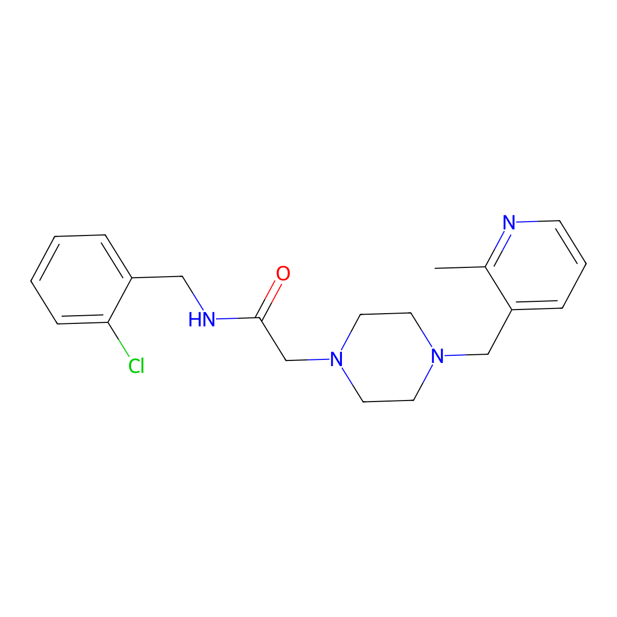 N-[(2-chlorophenyl)methyl]-2-{4-[(2-methylpyridin-3-yl)methyl]piperazin-1-yl}acetamide molecular structure, CAS 3054438-19-3