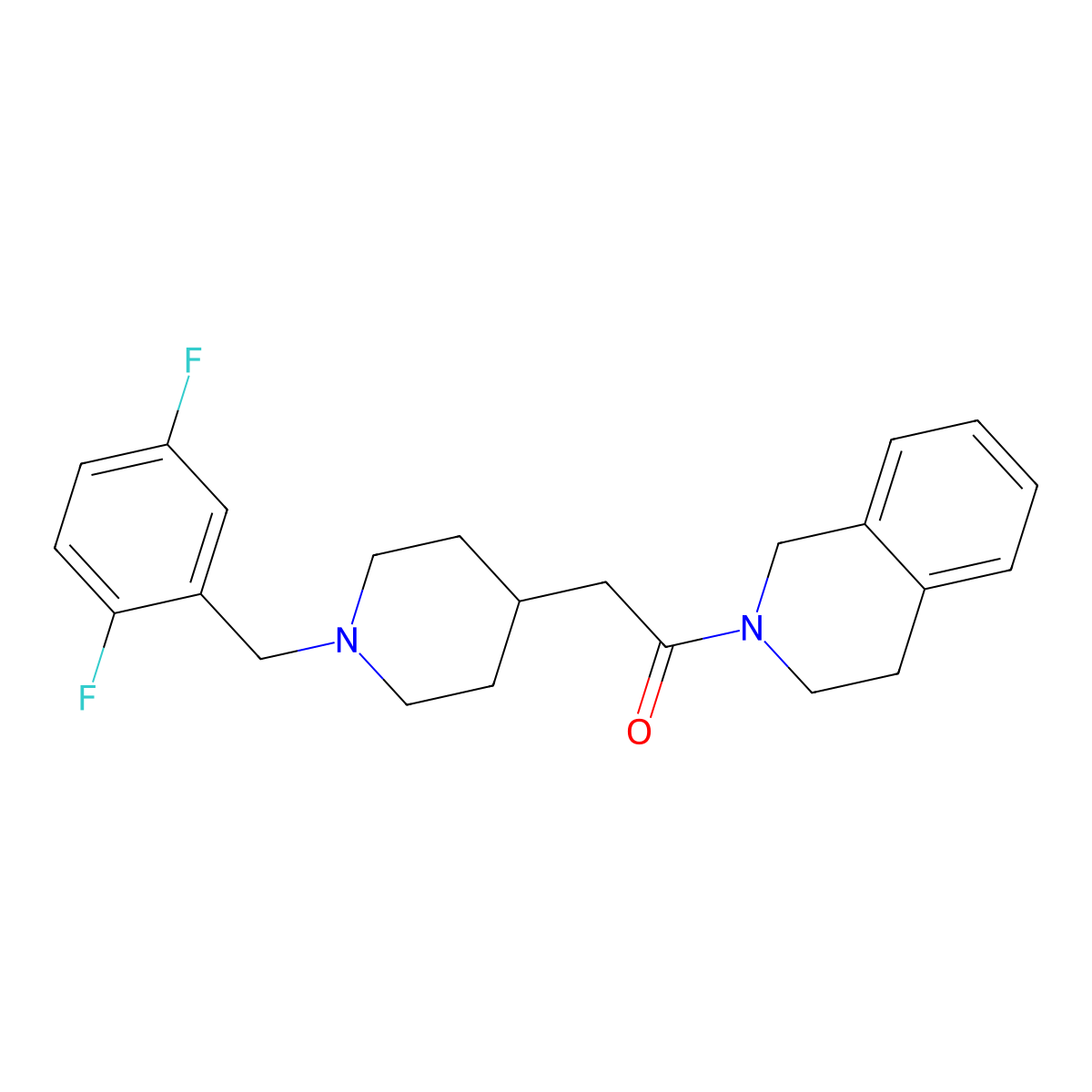 2-{1-[(2,5-Difluorophenyl)methyl]piperidin-4-yl}-1-(1,2,3,4-tetrahydroisoquinolin-2-yl)ethan-1-one molecular structure, CAS 3054438-20-6