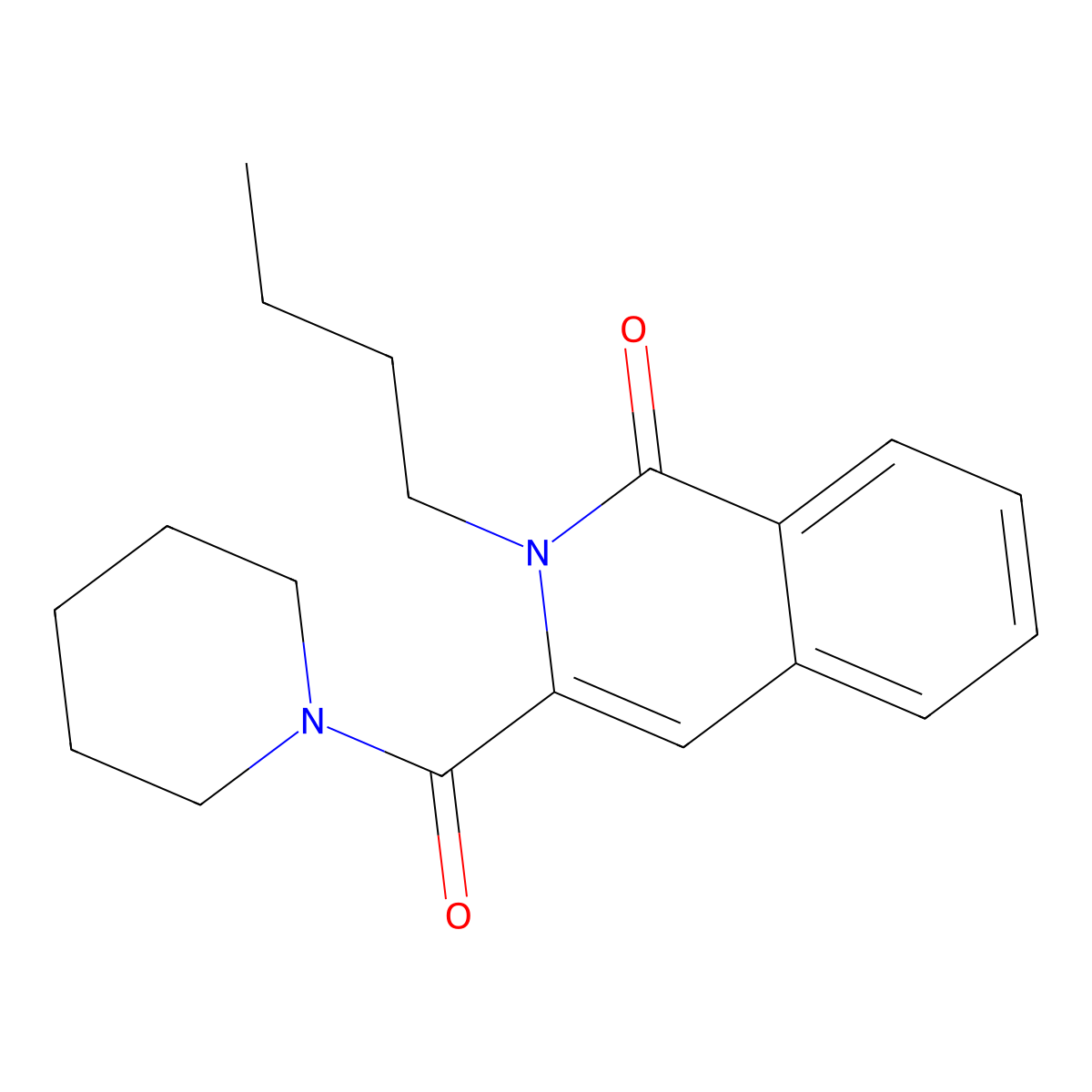 2-Butyl-3-(piperidine-1-carbonyl)-1,2-dihydroisoquinolin-1-one molecular structure, CAS 3054438-22-8