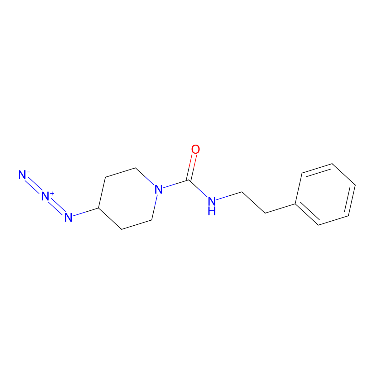 4-azido-N-(2-phenylethyl)piperidine-1-carboxamide molecular structure, CAS 3054443-60-3