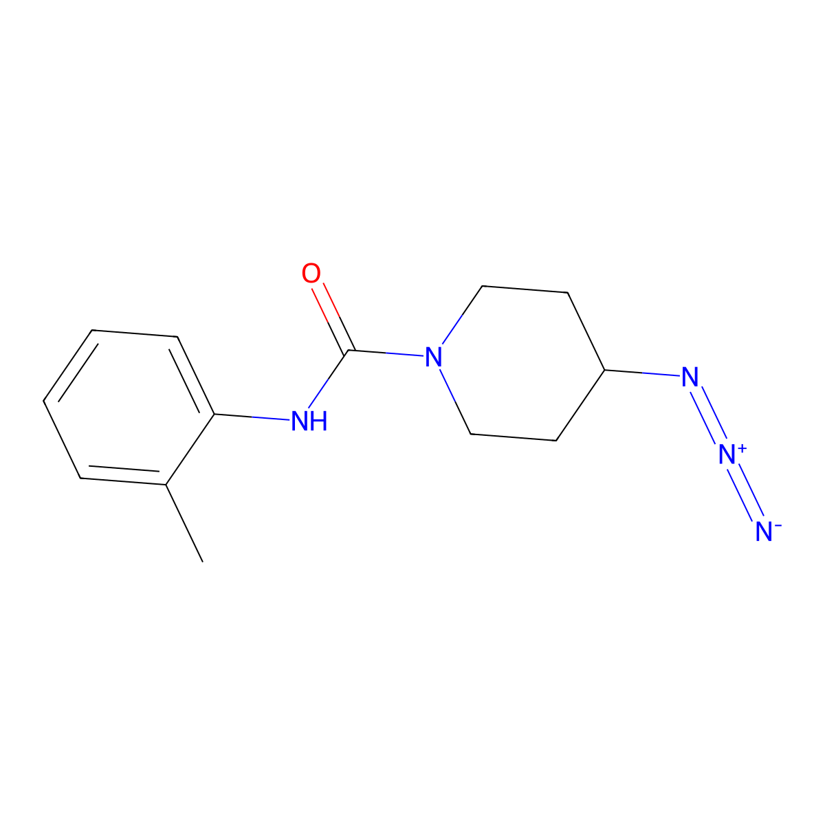4-azido-N-(2-methylphenyl)piperidine-1-carboxamide molecular structure, CAS 3054443-69-2
