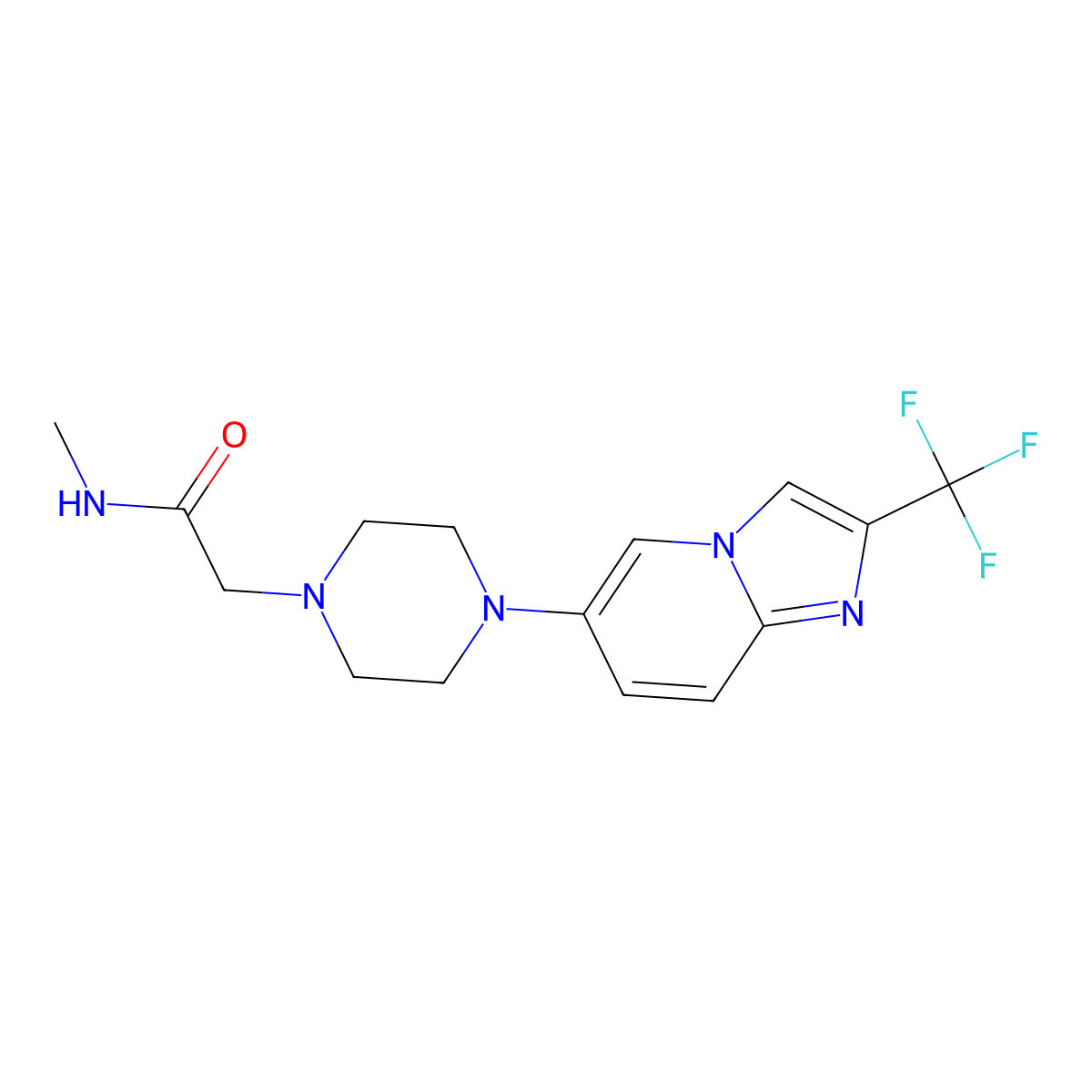 N-methyl-2-{4-[2-(trifluoromethyl)imidazo[1,2-a]pyridin-6-yl]piperazin-1-yl}acetamide molecular structure, CAS 3054443-76-1