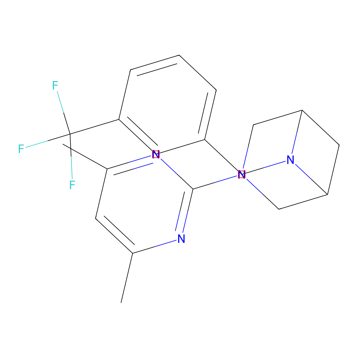 3-(4,6-Dimethylpyrimidin-2-yl)-6-{[3-(trifluoromethyl)phenyl]methyl}-3,6-diazabicyclo[3.1.1]heptane molecular structure, CAS 3054443-90-9