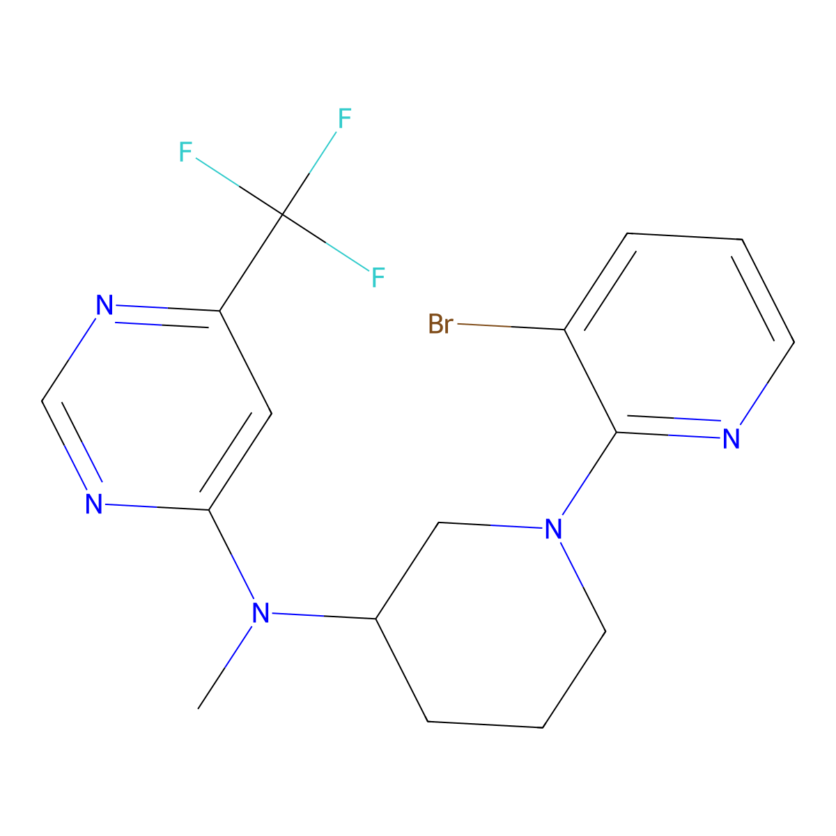 N-[1-(3-bromo-2-pyridinyl)piperidin-3-yl]-N-methyl-6-(trifluoromethyl)pyrimidin-4-amine molecular structure, CAS 3054443-99-8