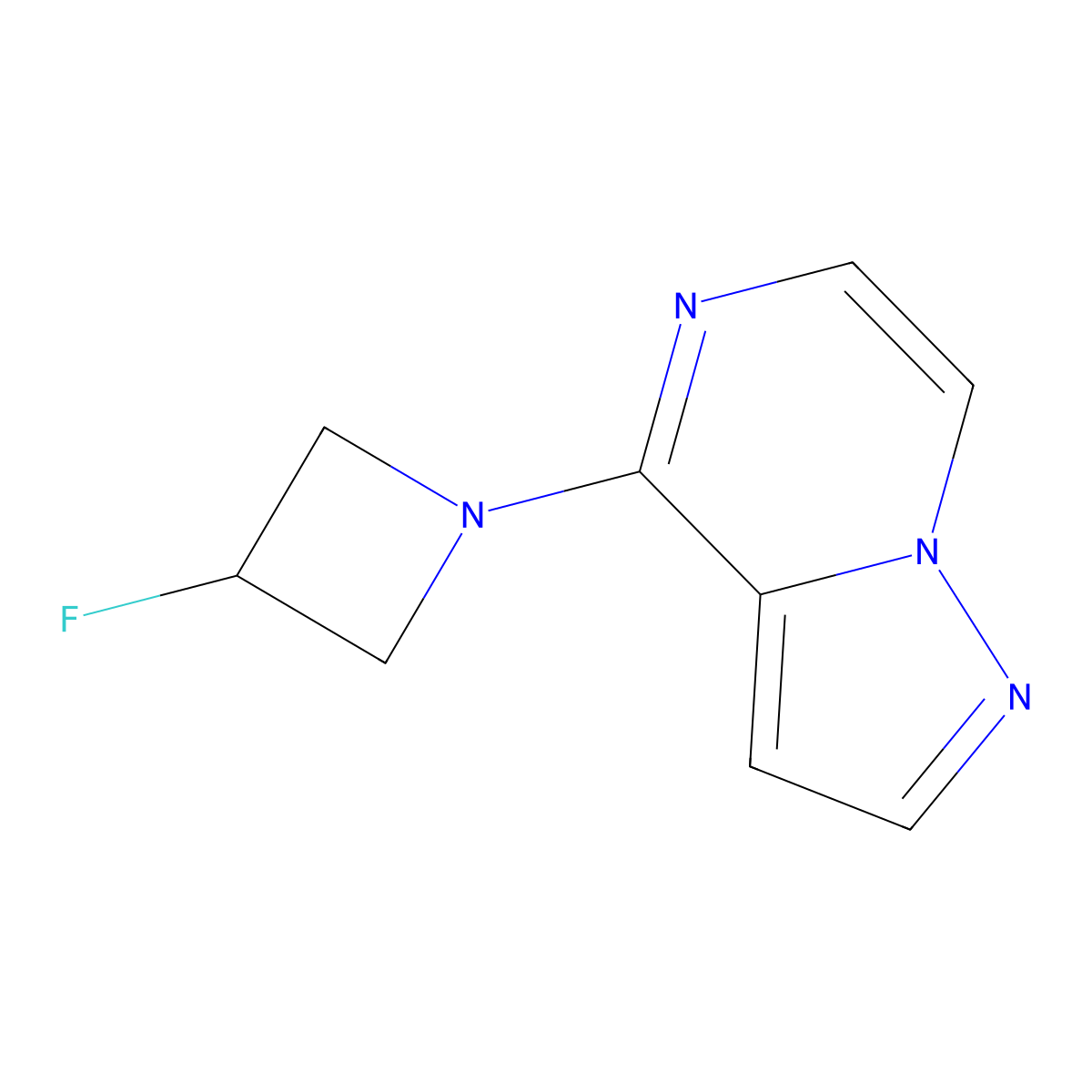 3-Fluoro-1-{pyrazolo[1,5-a]pyrazin-4-yl}azetidine molecular structure, CAS 3054444-02-6