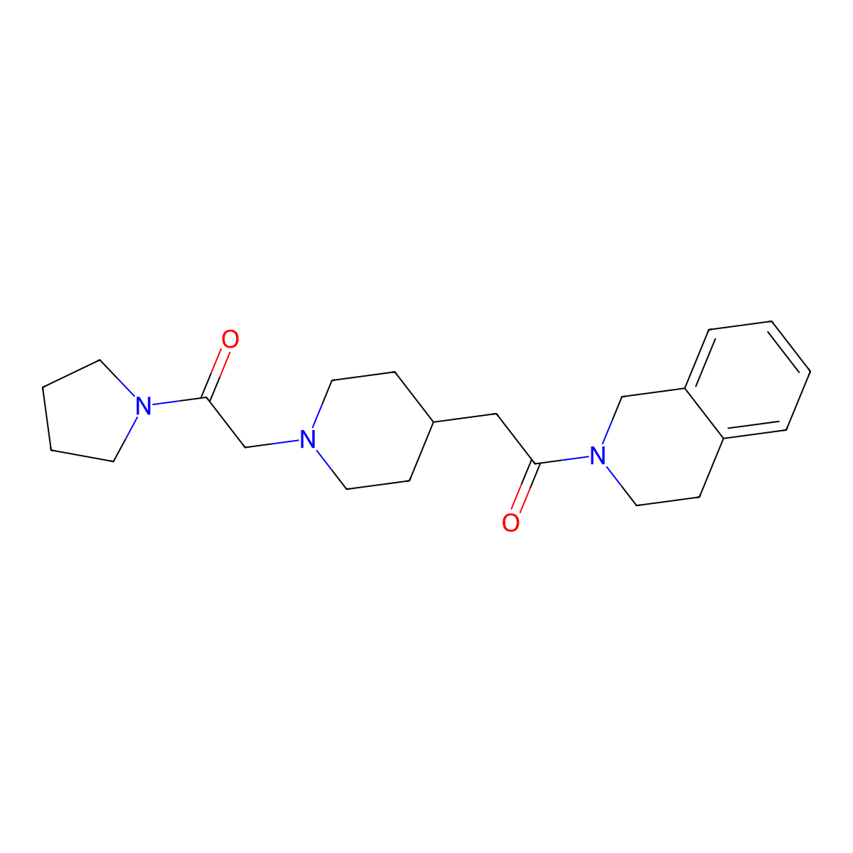 2-{1-[2-Oxo-2-(pyrrolidin-1-yl)ethyl]piperidin-4-yl}-1-(1,2,3,4-tetrahydroisoquinolin-2-yl)ethan-1-one molecular structure, CAS 3054444-03-7