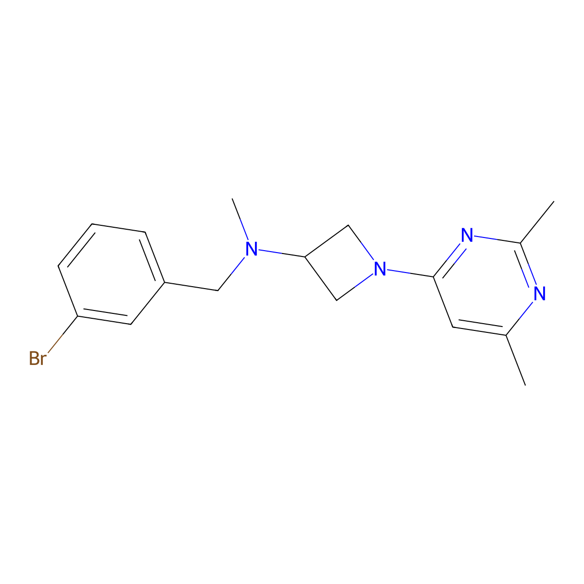 N-[(3-bromophenyl)methyl]-1-(2,6-dimethylpyrimidin-4-yl)-N-methylazetidin-3-amine molecular structure, CAS 3054444-12-8
