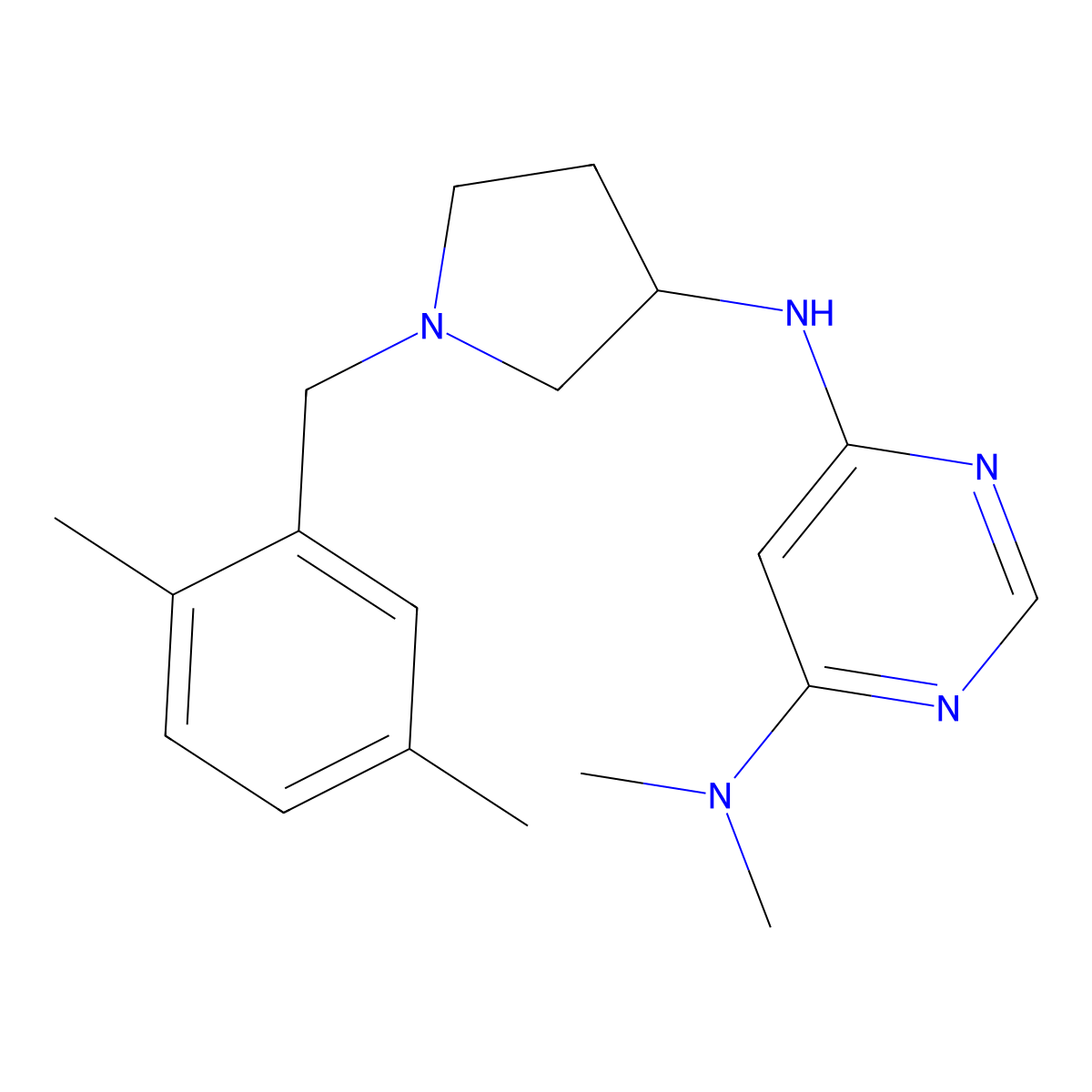 N6-{1-[(2,5-dimethylphenyl)methyl]pyrrolidin-3-yl}-N4,N4-dimethylpyrimidine-4,6-diamine molecular structure, CAS 3054444-14-0