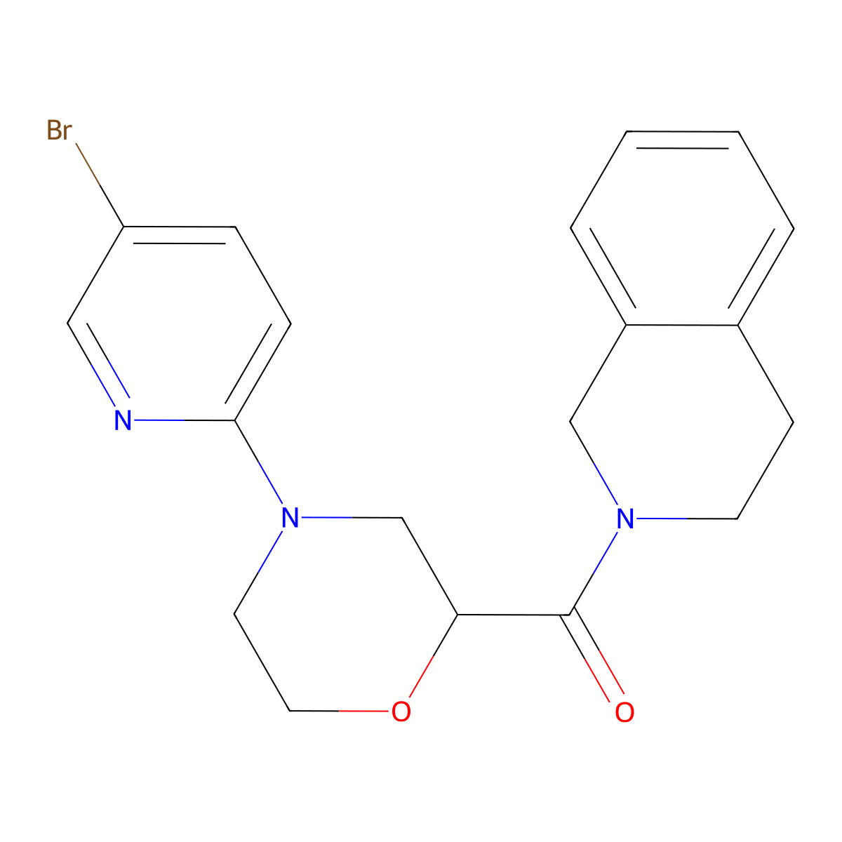 2-[4-(5-Bromopyridin-2-yl)morpholine-2-carbonyl]-1,2,3,4-tetrahydroisoquinoline molecular structure, CAS 3054444-15-1
