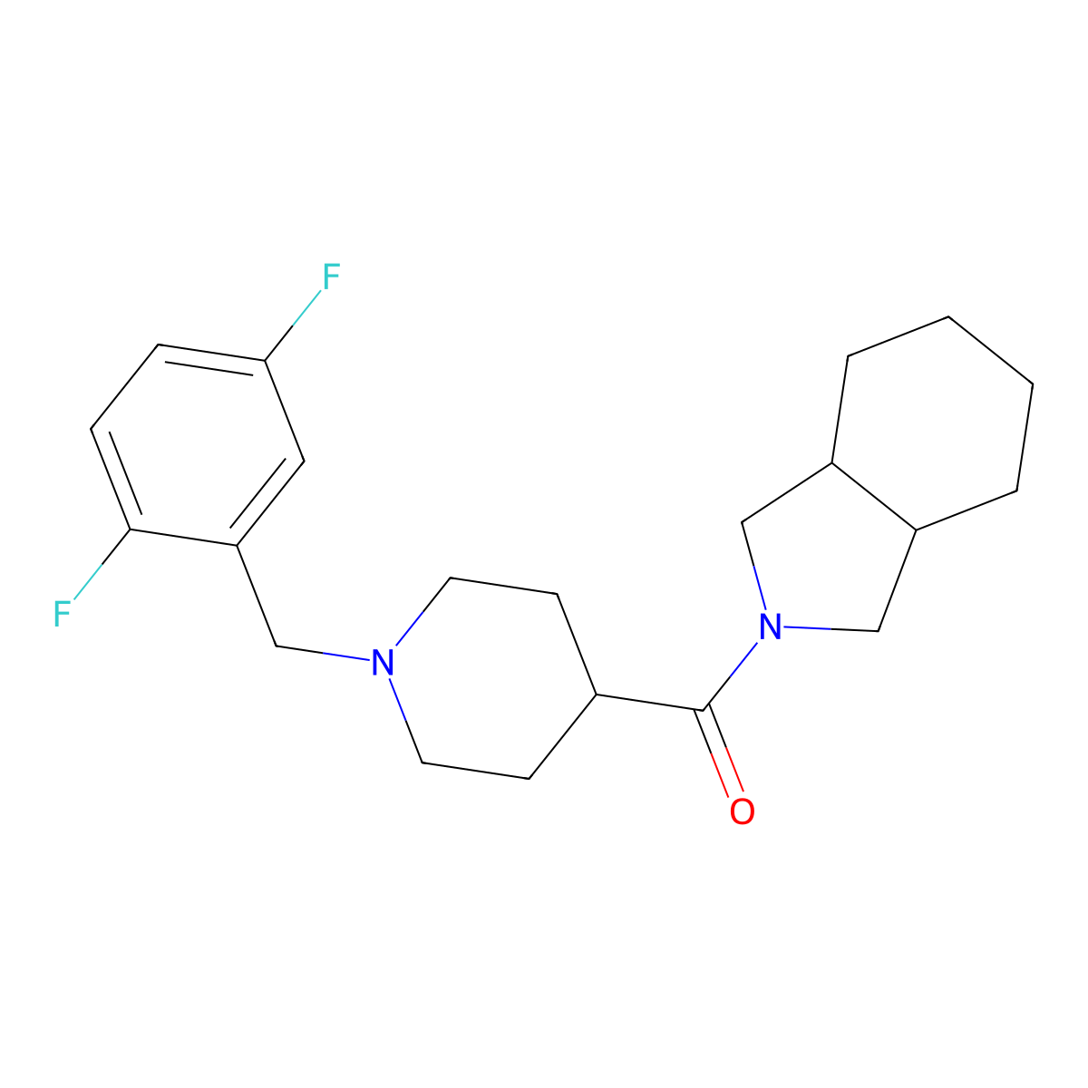 2-{1-[(2,5-difluorophenyl)methyl]piperidine-4-carbonyl}-octahydro-1H-isoindole molecular structure, CAS 3054444-18-4