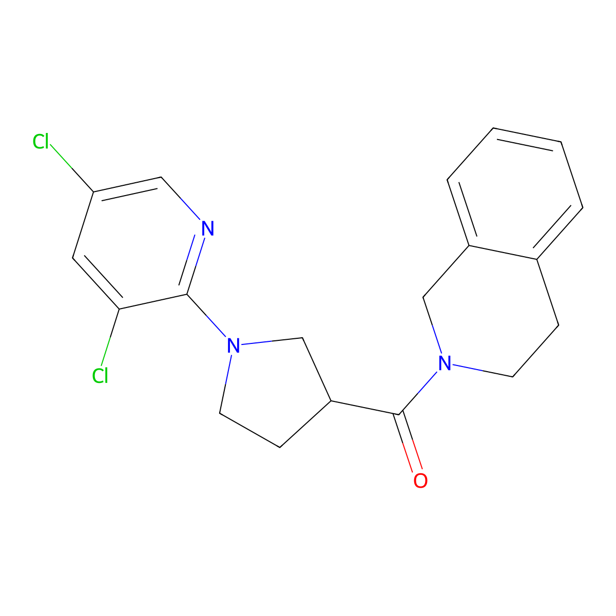 2-[1-(3,5-Dichloropyridin-2-yl)pyrrolidine-3-carbonyl]-1,2,3,4-tetrahydroisoquinoline molecular structure, CAS 3054444-22-0