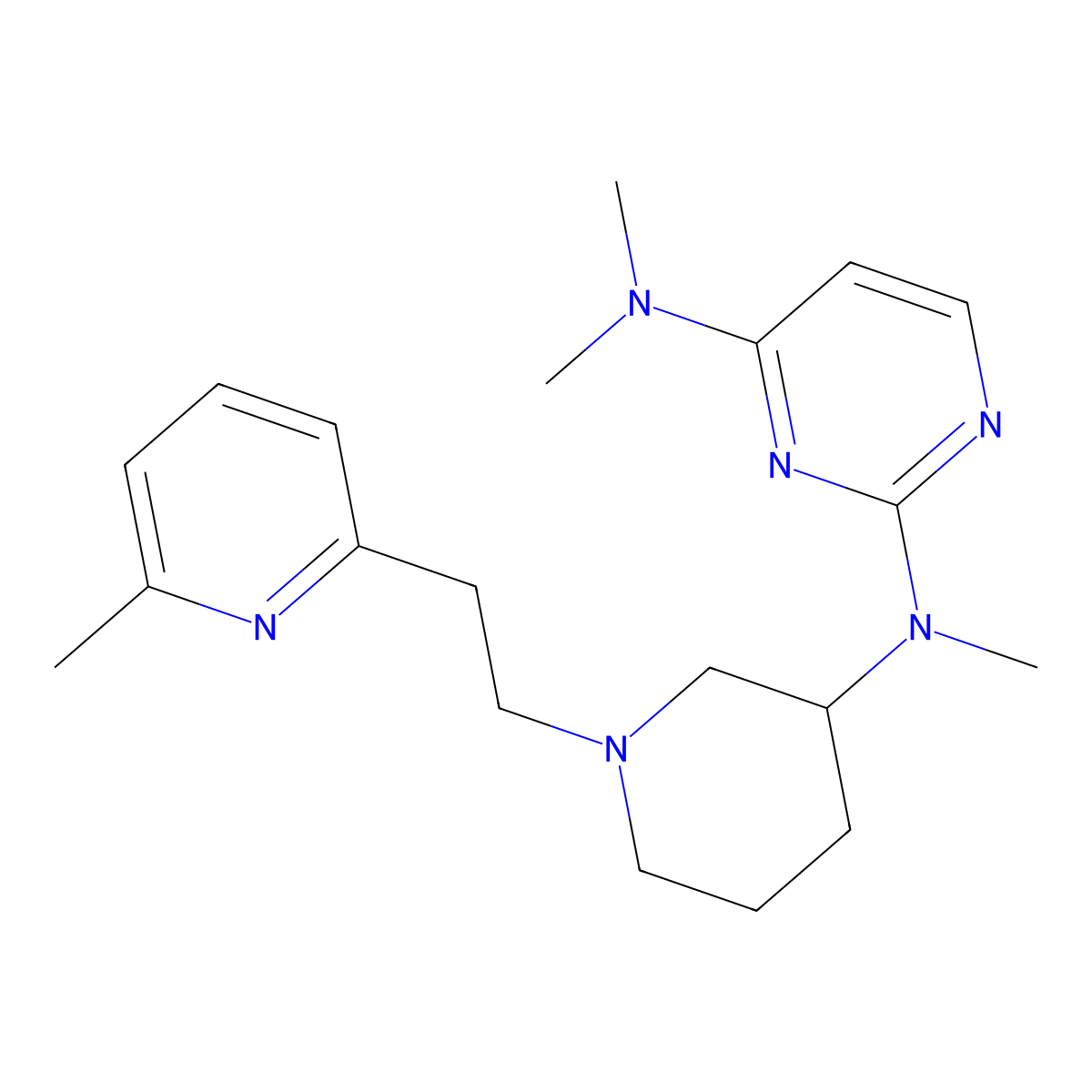 N2,N4,N4-trimethyl-N2-{1-[2-(6-methylpyridin-2-yl)ethyl]piperidin-3-yl}pyrimidine-2,4-diamine molecular structure, CAS 3054444-26-4