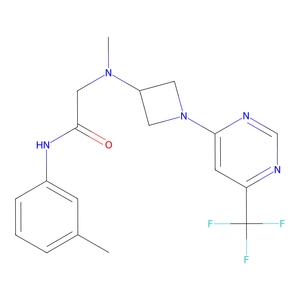 2-[methyl({1-[6-(trifluoromethyl)pyrimidin-4-yl]azetidin-3-yl})amino]-N-(3-methylphenyl)acetamide molecular structure, CAS 3054444-39-9