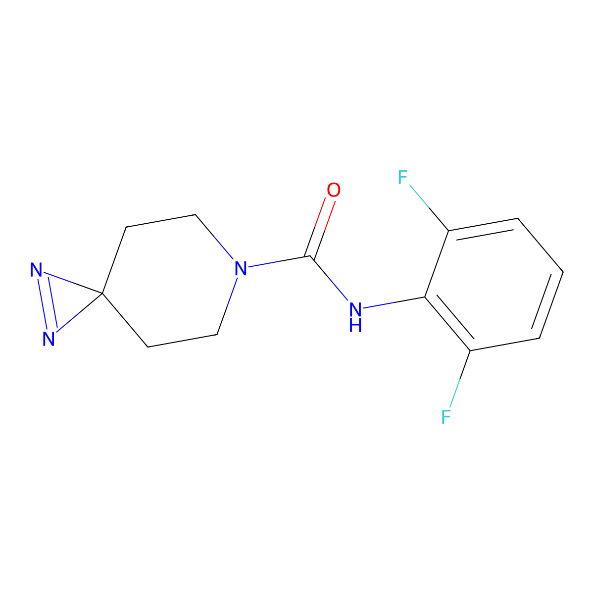 N-(2,6-difluorophenyl)-1,2,6-triazaspiro[2.5]oct-1-ene-6-carboxamide molecular structure, CAS 3054444-41-3