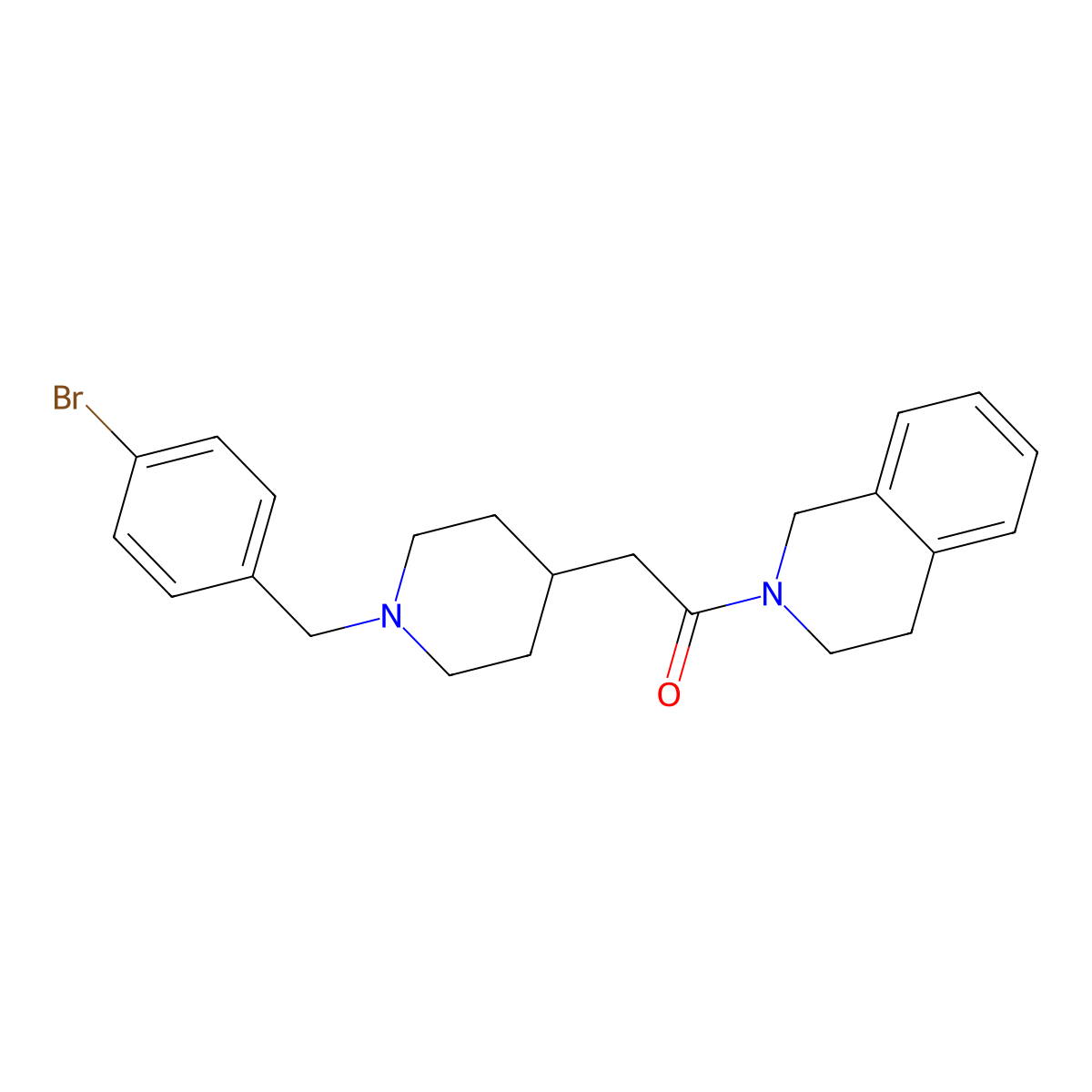2-{1-[(4-Bromophenyl)methyl]piperidin-4-yl}-1-(1,2,3,4-tetrahydroisoquinolin-2-yl)ethan-1-one molecular structure, CAS 3054444-46-8