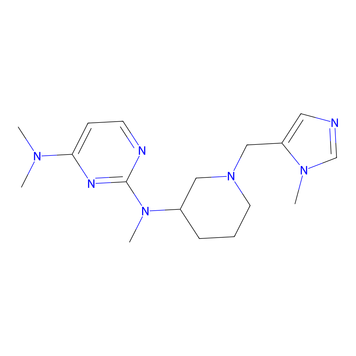 N2,N4,N4-trimethyl-N2-{1-[(1-methyl-1H-imidazol-5-yl)methyl]piperidin-3-yl}pyrimidine-2,4-diamine molecular structure, CAS 3054444-54-8