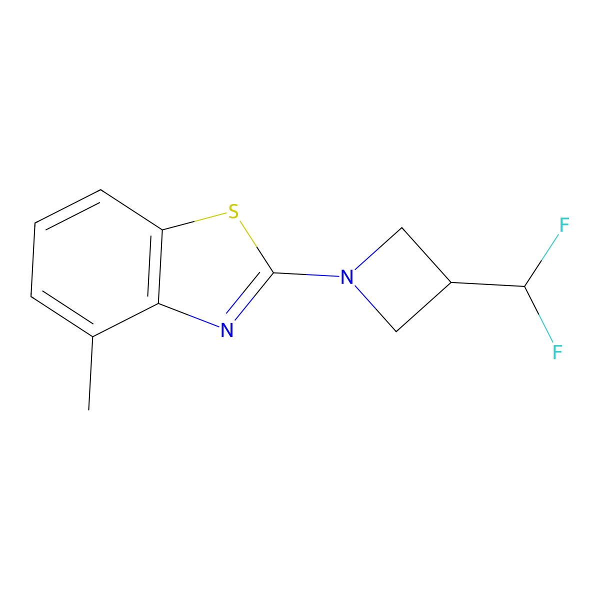 2-[3-(Difluoromethyl)azetidin-1-yl]-4-methyl-1,3-benzothiazole molecular structure, CAS 3054444-56-0