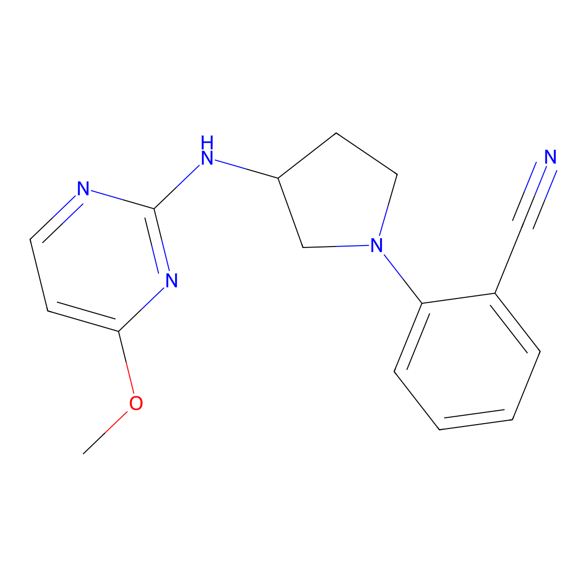 2-{3-[(4-Methoxypyrimidin-2-yl)amino]pyrrolidin-1-yl}benzonitrile molecular structure, CAS 3054444-57-1