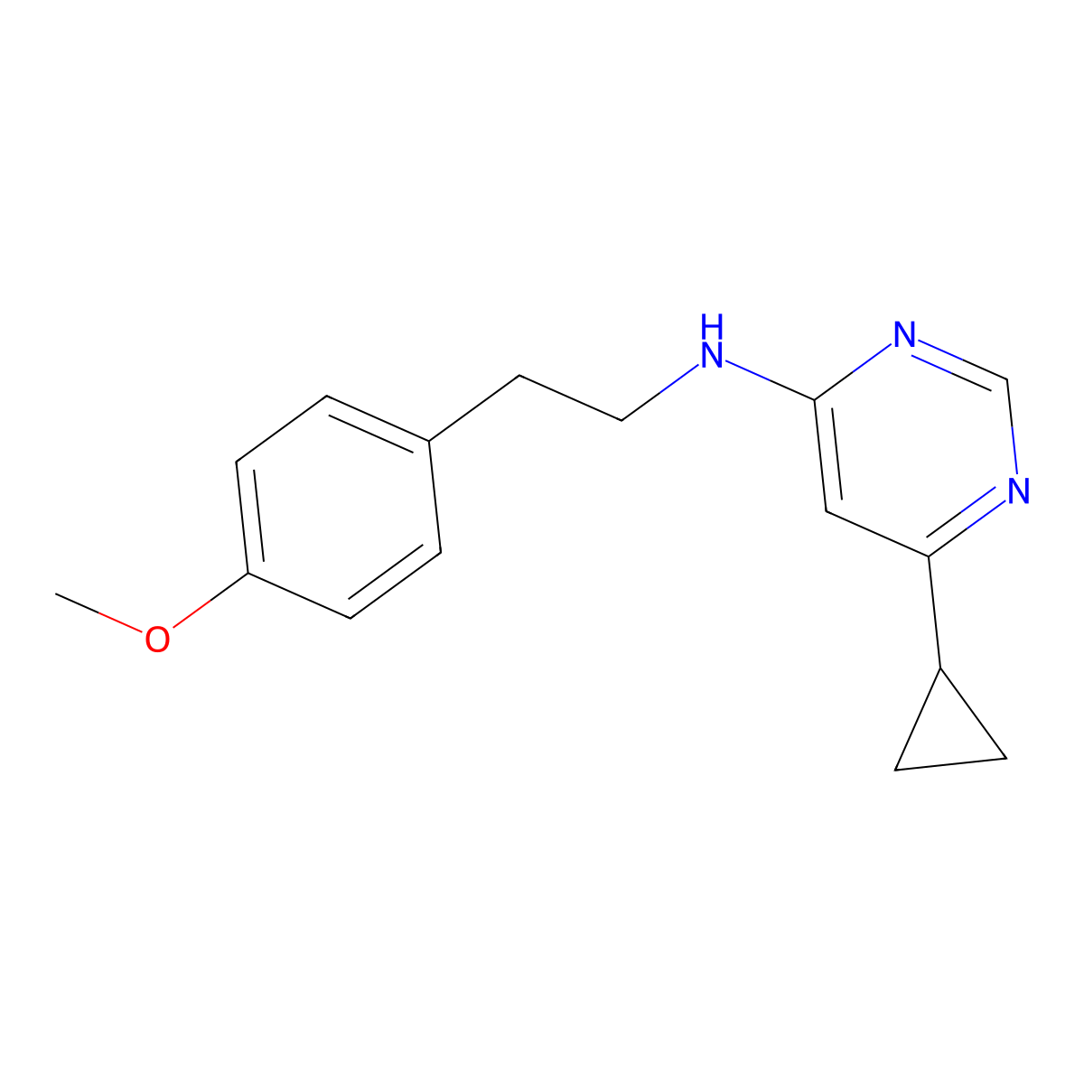 6-cyclopropyl-N-[2-(4-methoxyphenyl)ethyl]pyrimidin-4-amine molecular structure, CAS 3054444-67-3