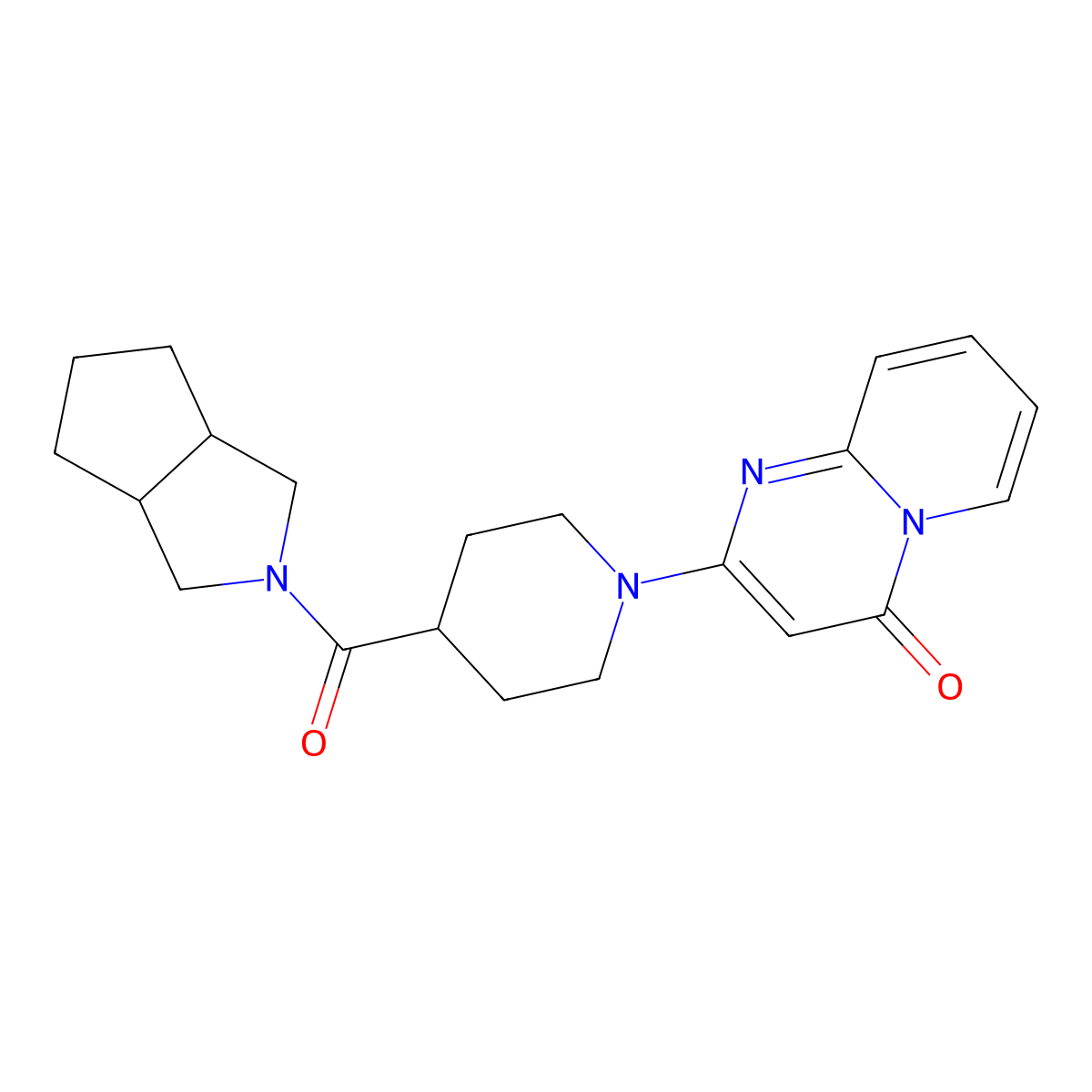 2-(4-{octahydrocyclopenta[c]pyrrole-2-carbonyl}piperidin-1-yl)-4H-pyrido[1,2-a]pyrimidin-4-one molecular structure, CAS 3054444-69-5