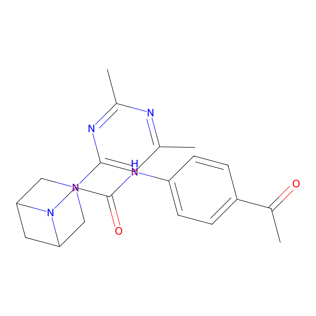 N-(4-acetylphenyl)-2-[3-(2,6-dimethylpyrimidin-4-yl)-3,6-diazabicyclo[3.1.1]heptan-6-yl]acetamide molecular structure, CAS 3054444-71-9